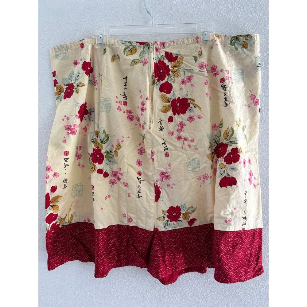 Vintage Details Skirt‎ Womens 3XL Yellow Red Mini Japanese Floral 90s Preppy